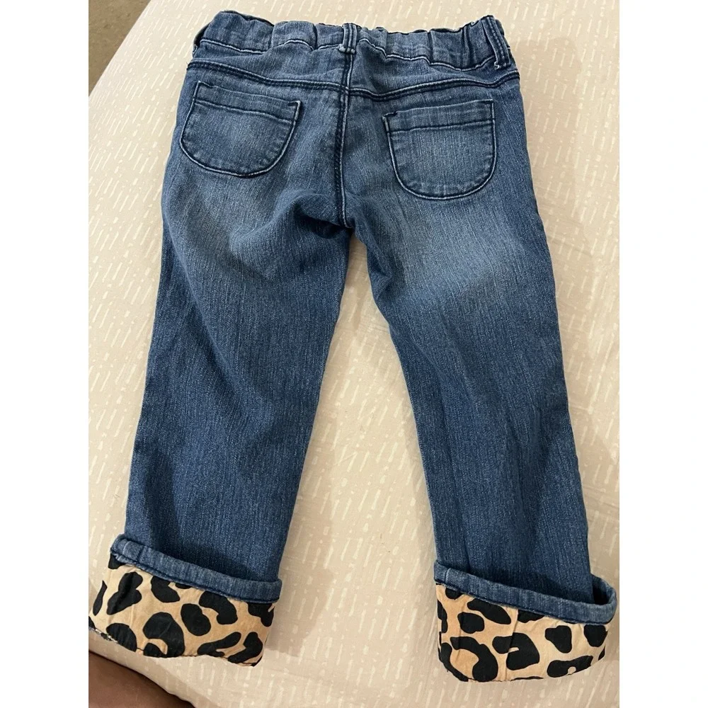 Gymboree Girls 2T Right Meow Leopard Print‎ Cuffed Jeans